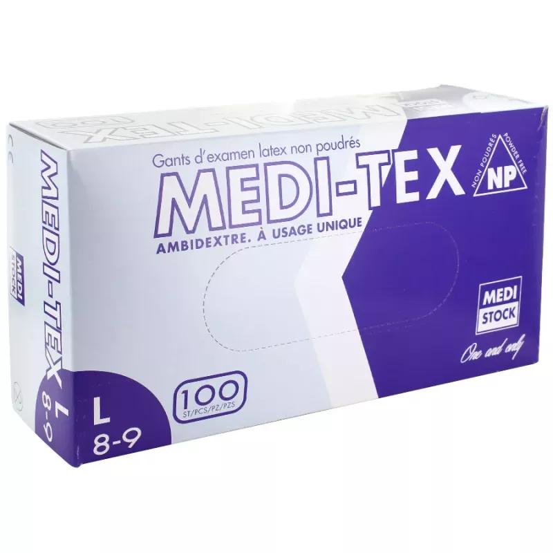 Gants d'examen latex non poudrés non stériles Medi-Tex Gants d'examen latex non poudrés non stériles Medi-Tex